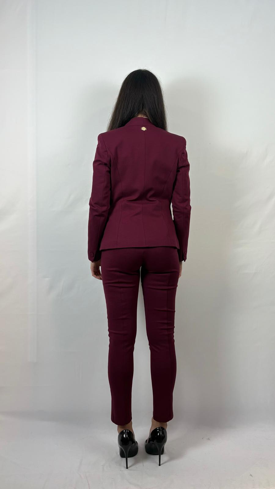 Pantaloni skinny vita alta tessuto elasticizzato burgundy Cafè Noir