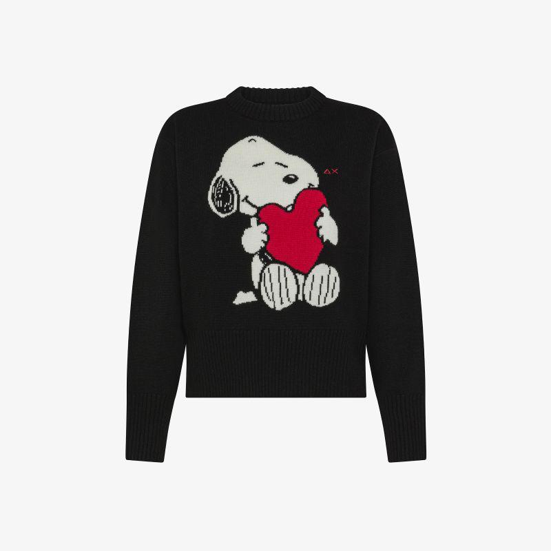 Maglia Peanuts in misto lana jacquard navy Sun68