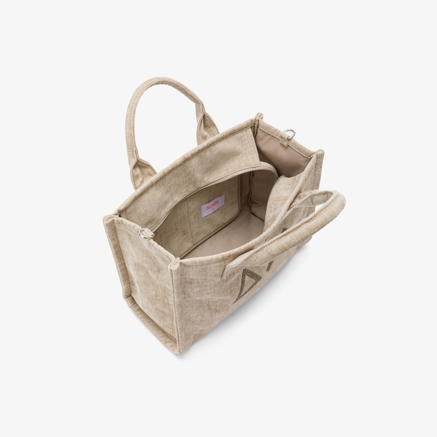 Shopping bag midi Cali in velluto beige