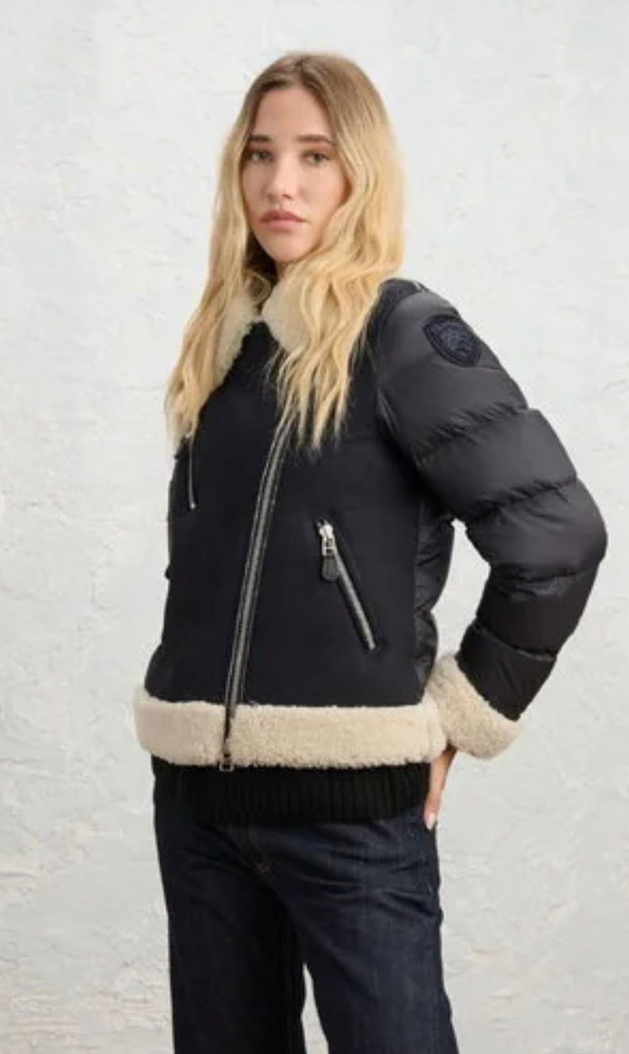 CANDOR BIKER JACKET SHEEPSKIN AND NYLON