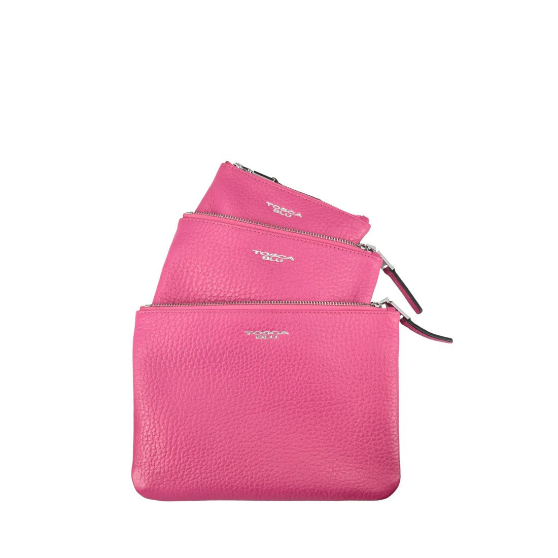 Tris pochette in pelle Citylife colore fucsia Tosca Blu