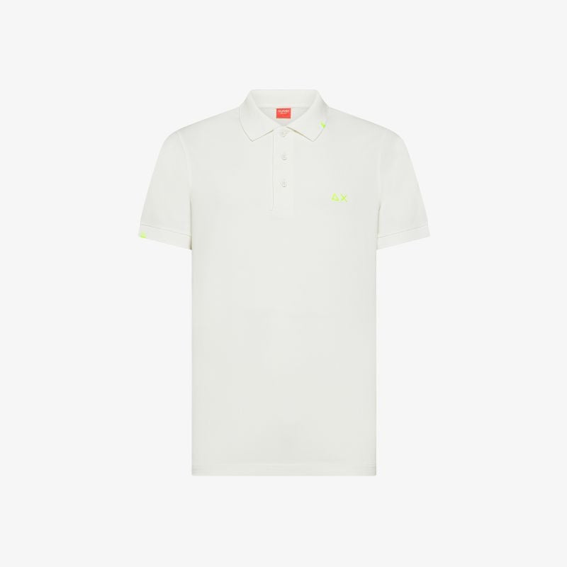 Polo con trattamento vintage in piquet di cotone bianco panna Sun68