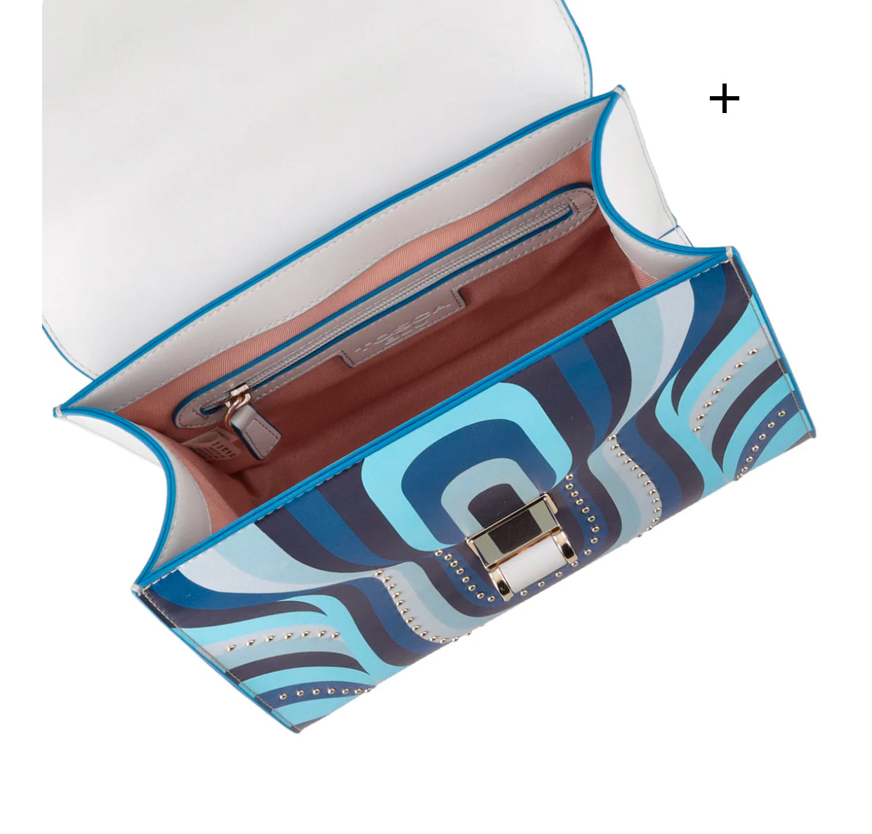 Borsa a spalla Grace in pelle con stampa colore bluette Tosca Blu