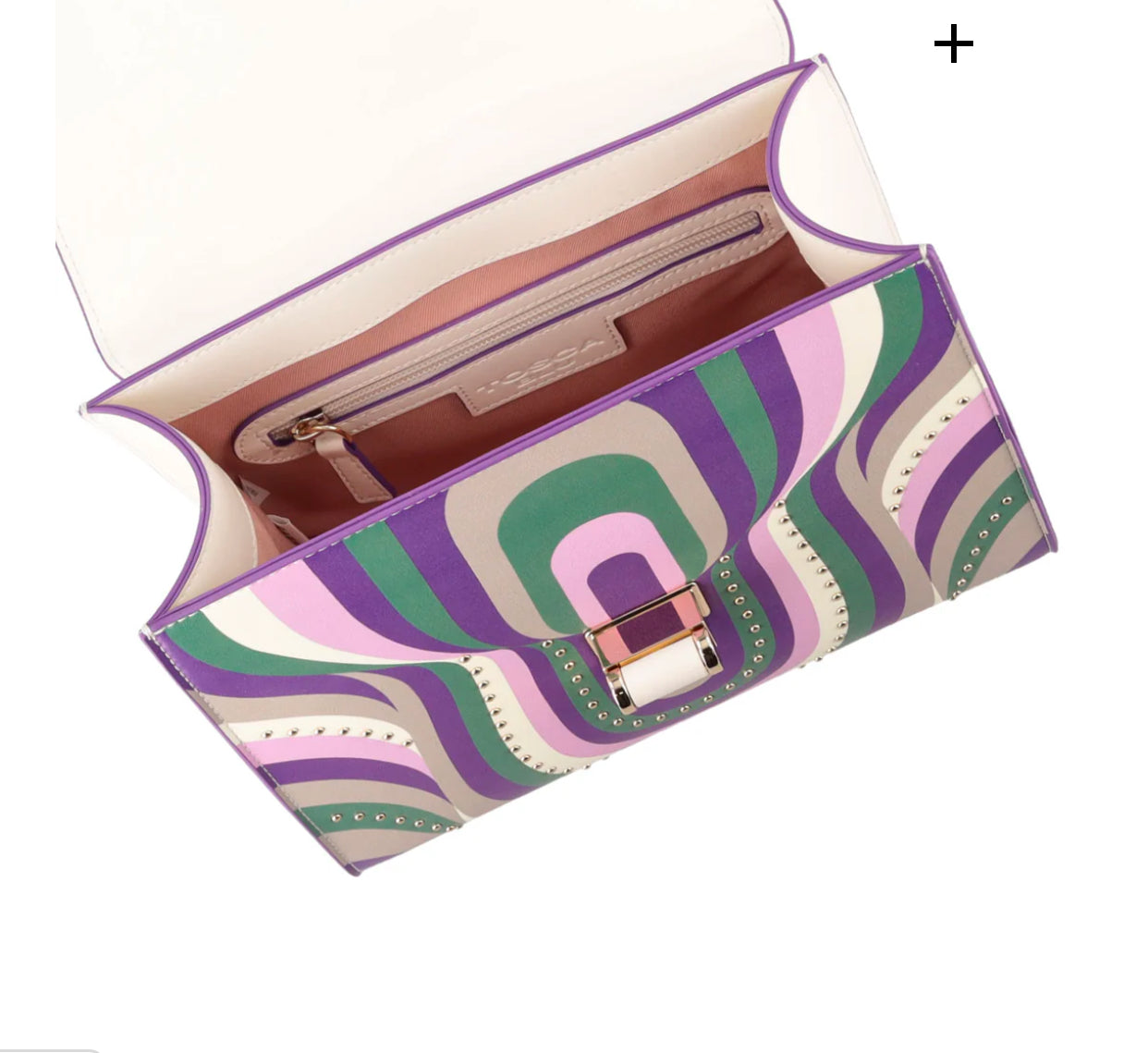 Borsa a spalla Grace in pelle con stampa colore viola