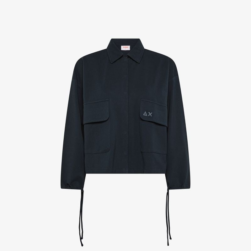 Giacca in piquet di cotone blu navy Sun68