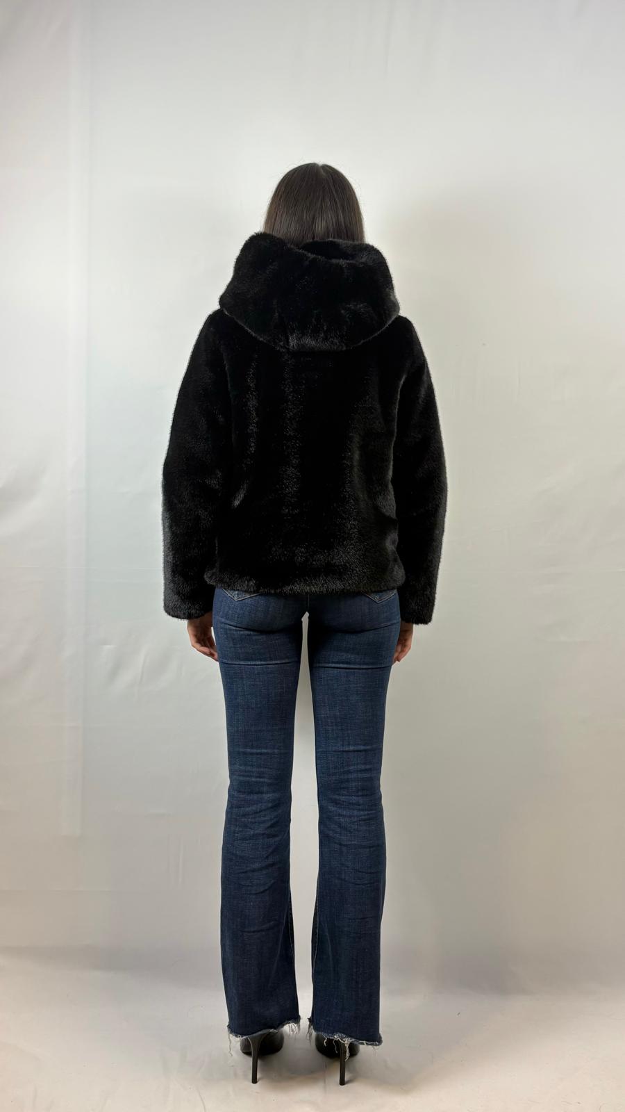 Ecopelliccia con cappuccio Censured