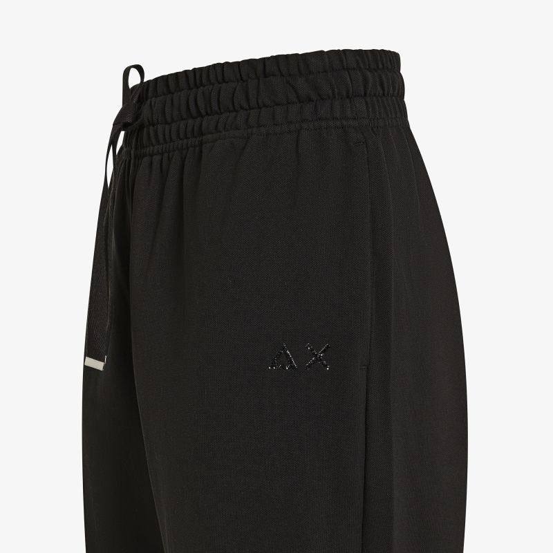 Pantaloni in piquet di cotone nero Sun68