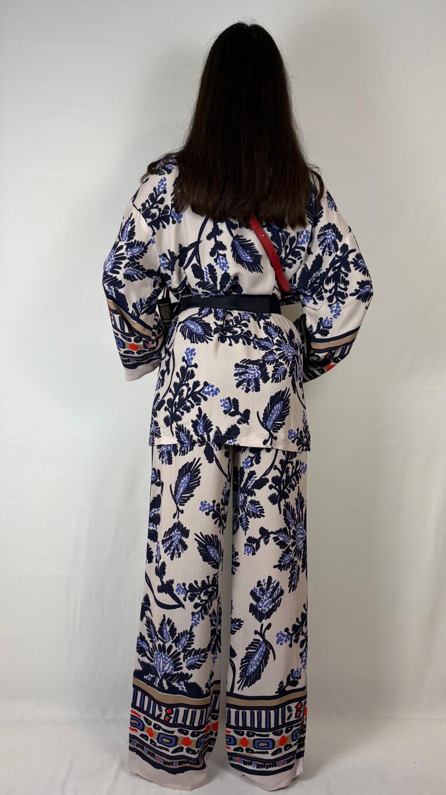 Pantalone fiore multiblu Cafè Noir