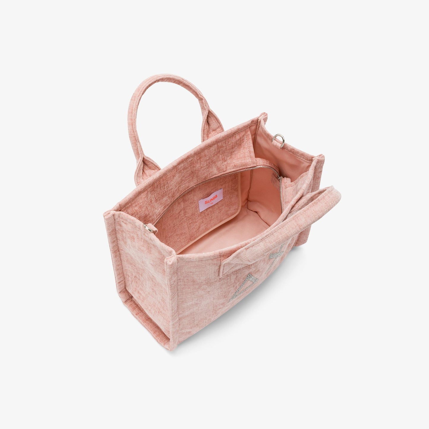 Shopping bag midi Cali in velluto rosa