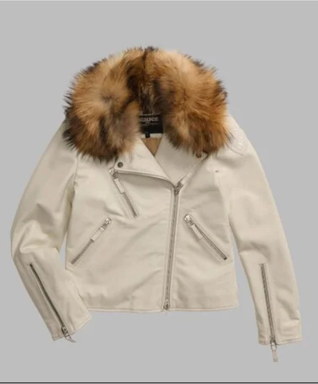 Chiodo in pelle con pelliccia Cherry