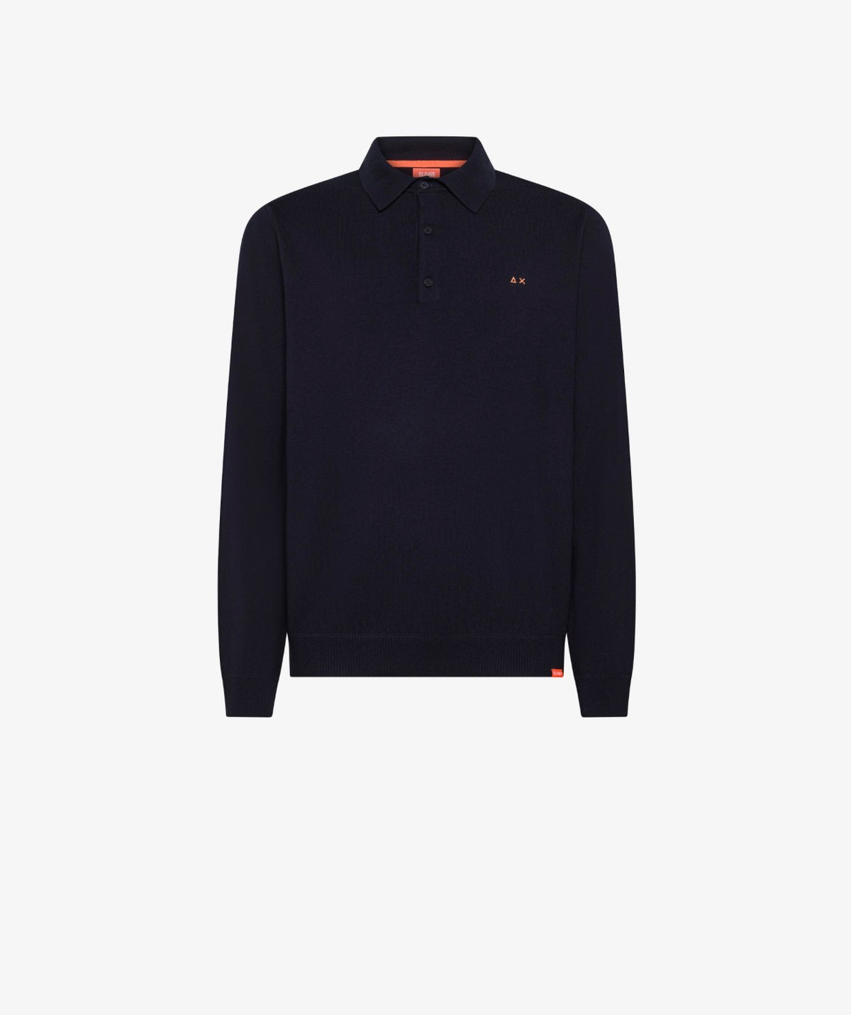 Polo in maglia di lana e cotone blu navy