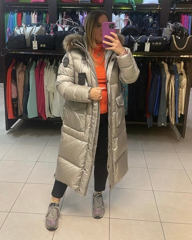 Piumino lungo Blauer con pelliccia