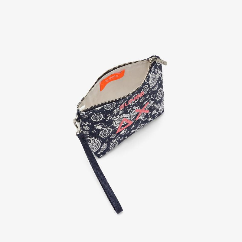 Pouch in tela di cotone stampato blu navy Sun68