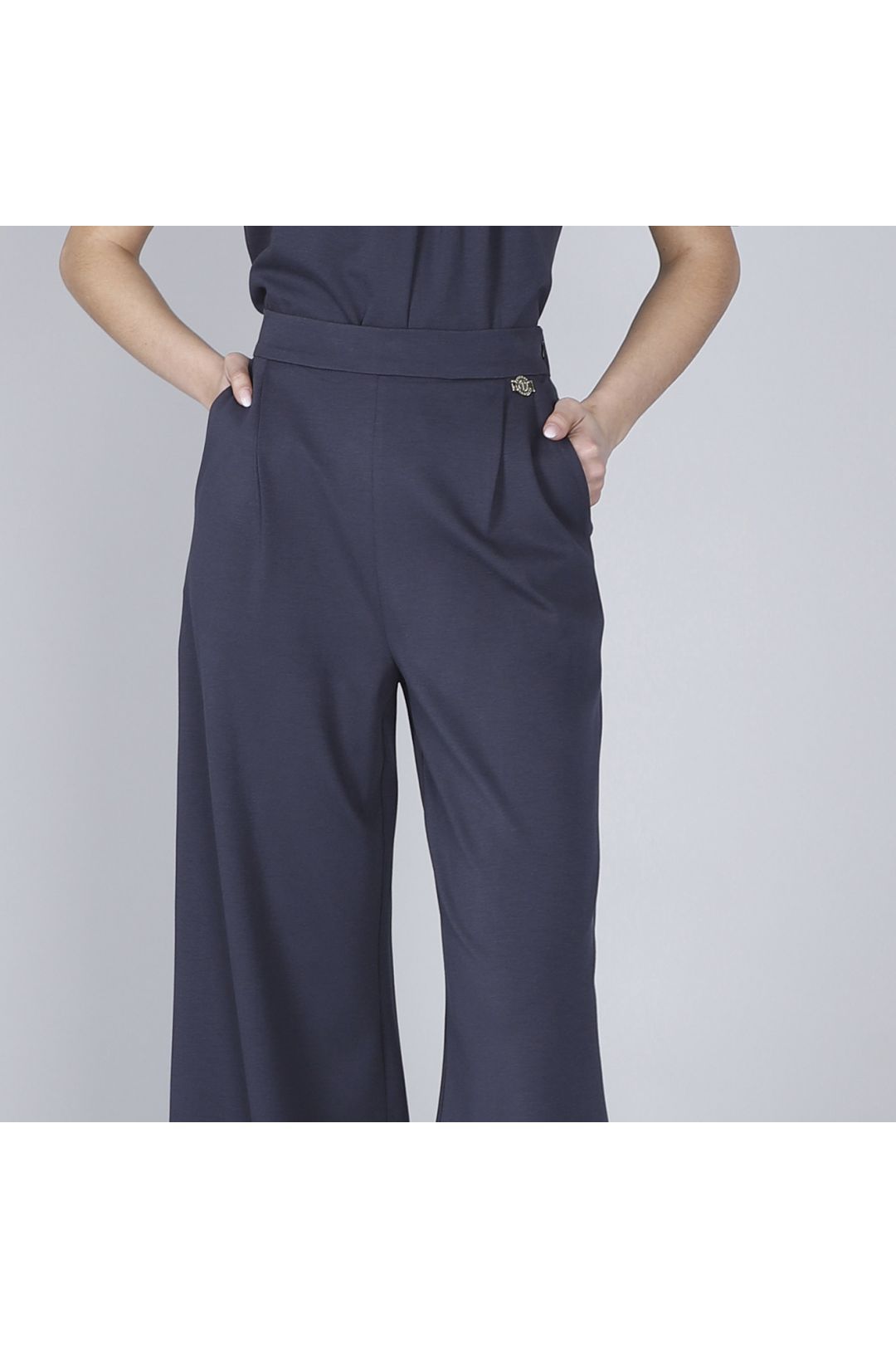 Pantaloni palazzo tessuto elasticizzato Cafè Noir