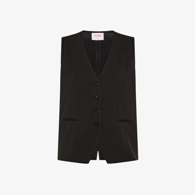 Gilet in piquet di cotone nero Sun68