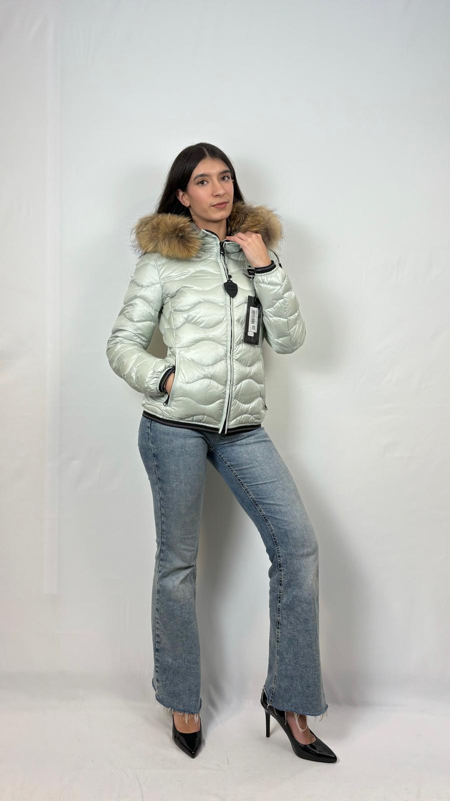 Piumino ad onde con pelo Blauer Aldie