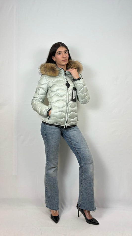 Piumino ad onde con pelo Blauer Aldie