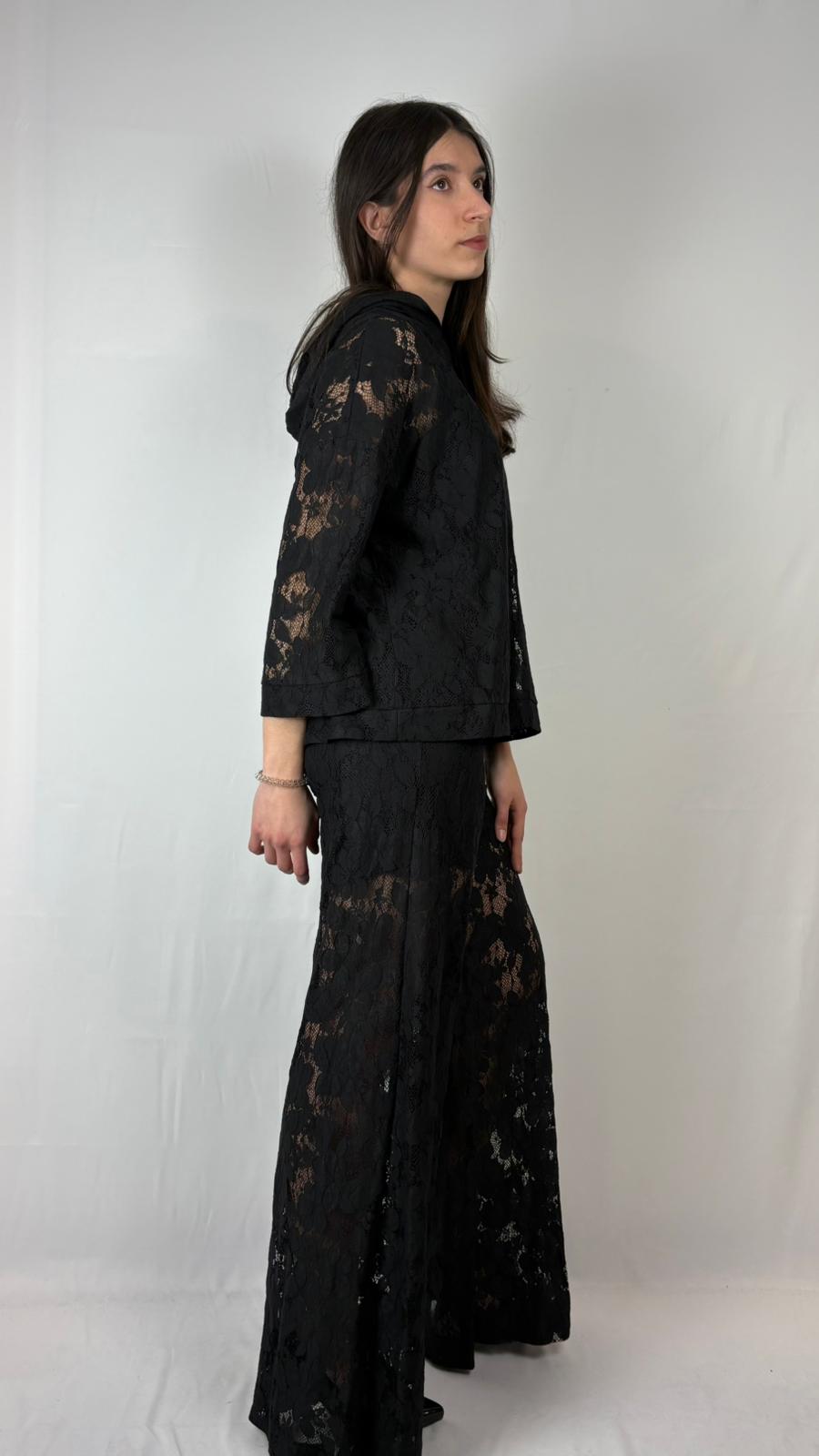 Felpa con Cappuccio in Pizzo Cafè Noir