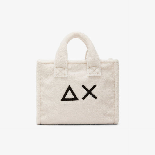 Shopping bag midi Cali in teddy bianco panna