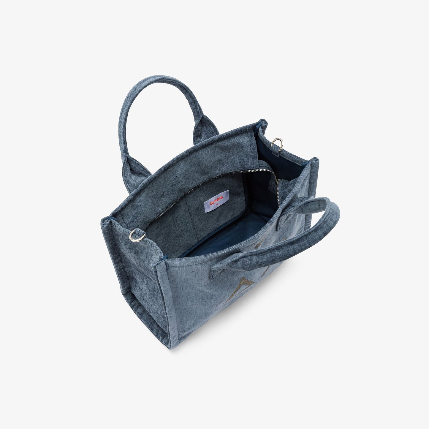 Shopping bag midi Cali in velluto avio