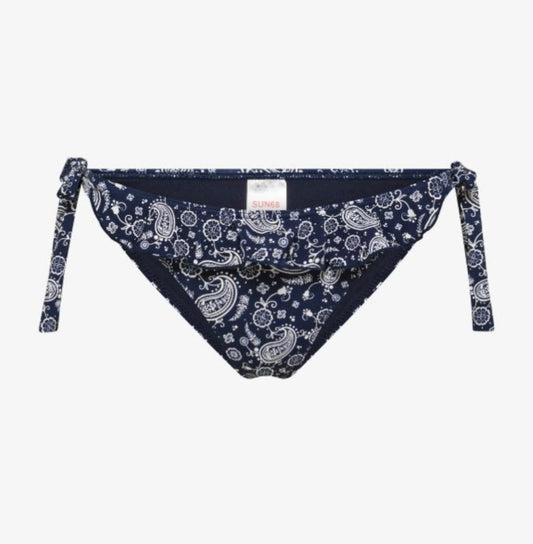 Slip mare con stampa e rouches blu navy/bianco panna Sun68