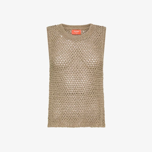 Top in maglia crochet di cotone grigio stone sun68