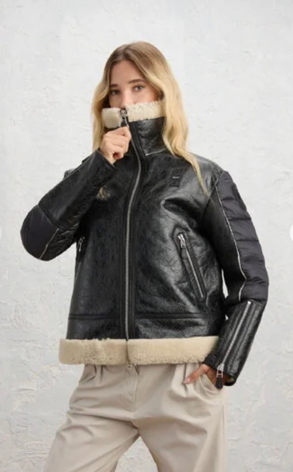 SHEEPSKIN AND QUILTED NYLON JACKET ALHAMBRA