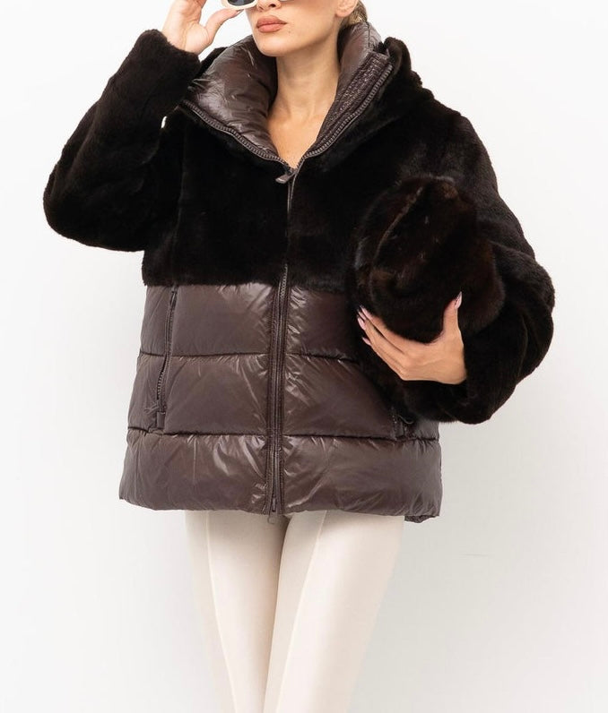 Giubbetto nylon con pelliccia eco Fanevil