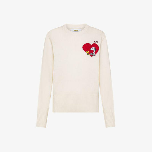 Maglia Peanuts in lana e cashmere con cuore Sun68