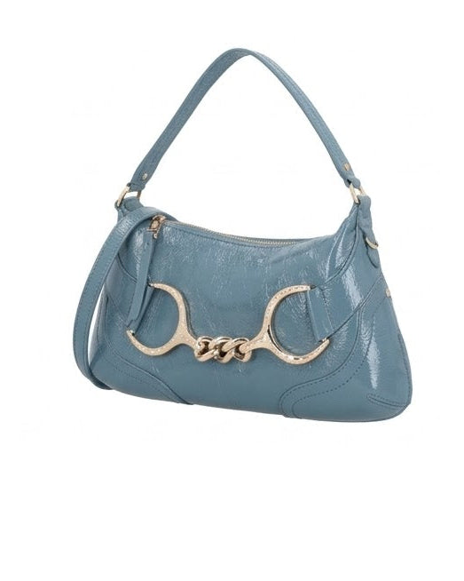 Tracolla Cecilia in pelle con staffa colore azzurro Tosca Blu