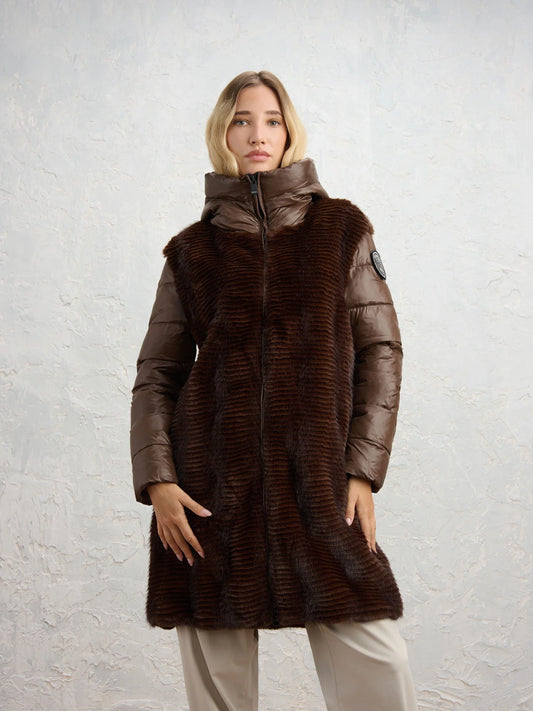 Giubbetto in nylon e pelliccia Aspen