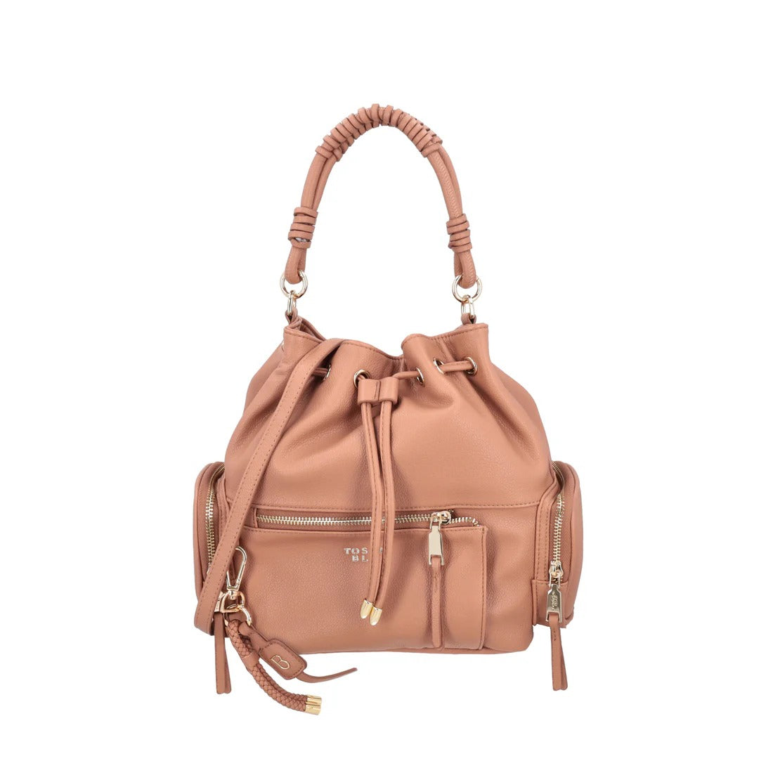 Secchiello Tokyo con tasche e tracolla colore biscotto Tosca Blu