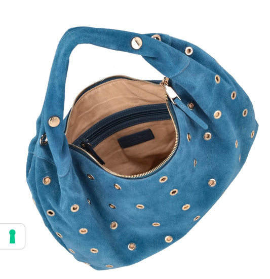 Borsa a spalla in suede Dubai colore blu