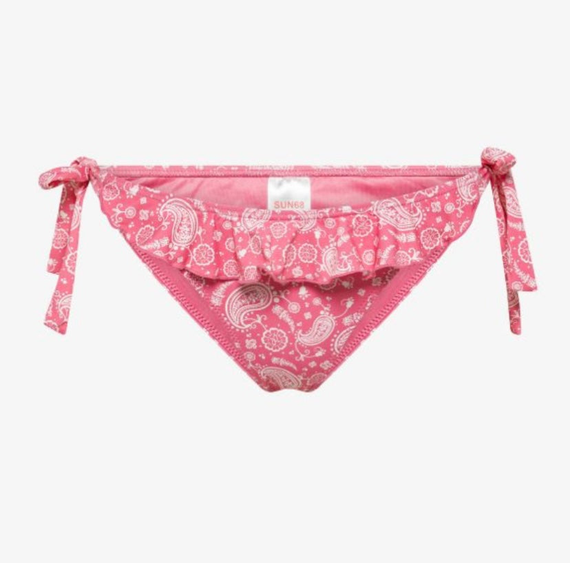 Slip mare con stampa e rouches fucsia/bianco panna Sun68