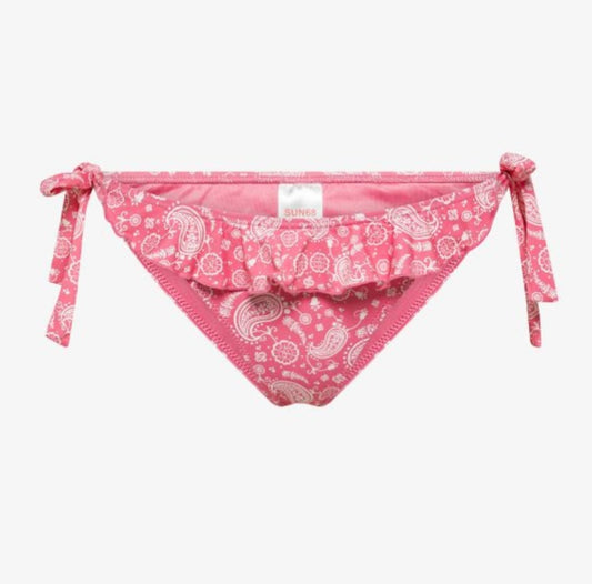Slip mare con stampa e rouches fucsia/bianco panna Sun68
