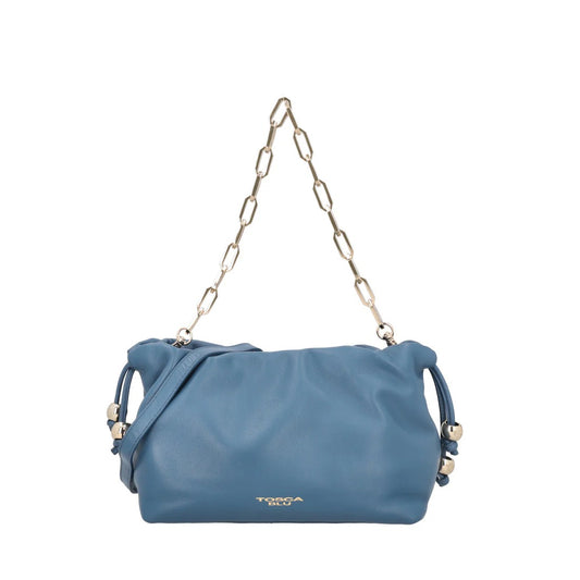 Pochette Harper in pelle con coulisse colore blu Tosca Blu