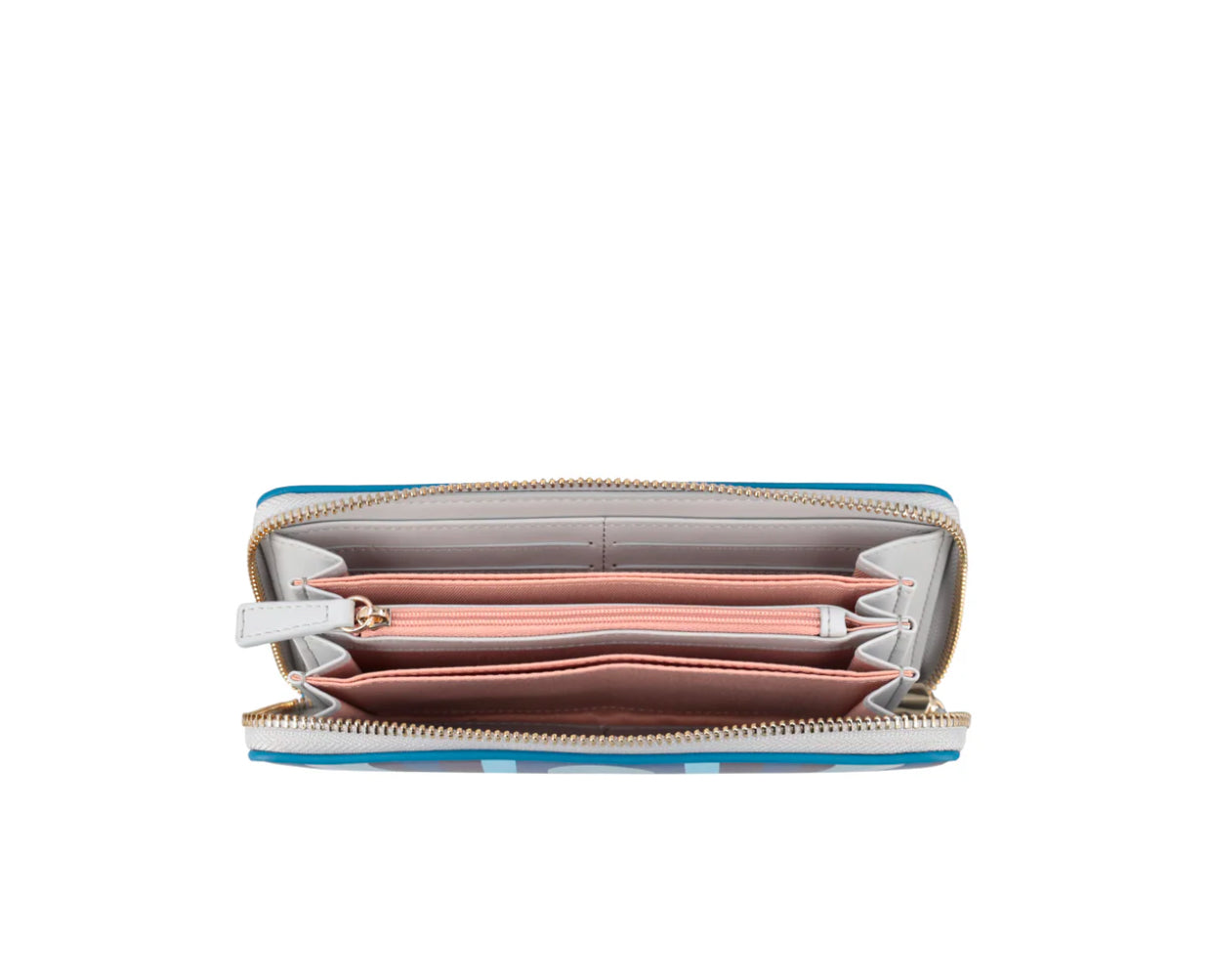 Portafoglio zip around Grace in pelle con stampa colore bluette Tosca Blu