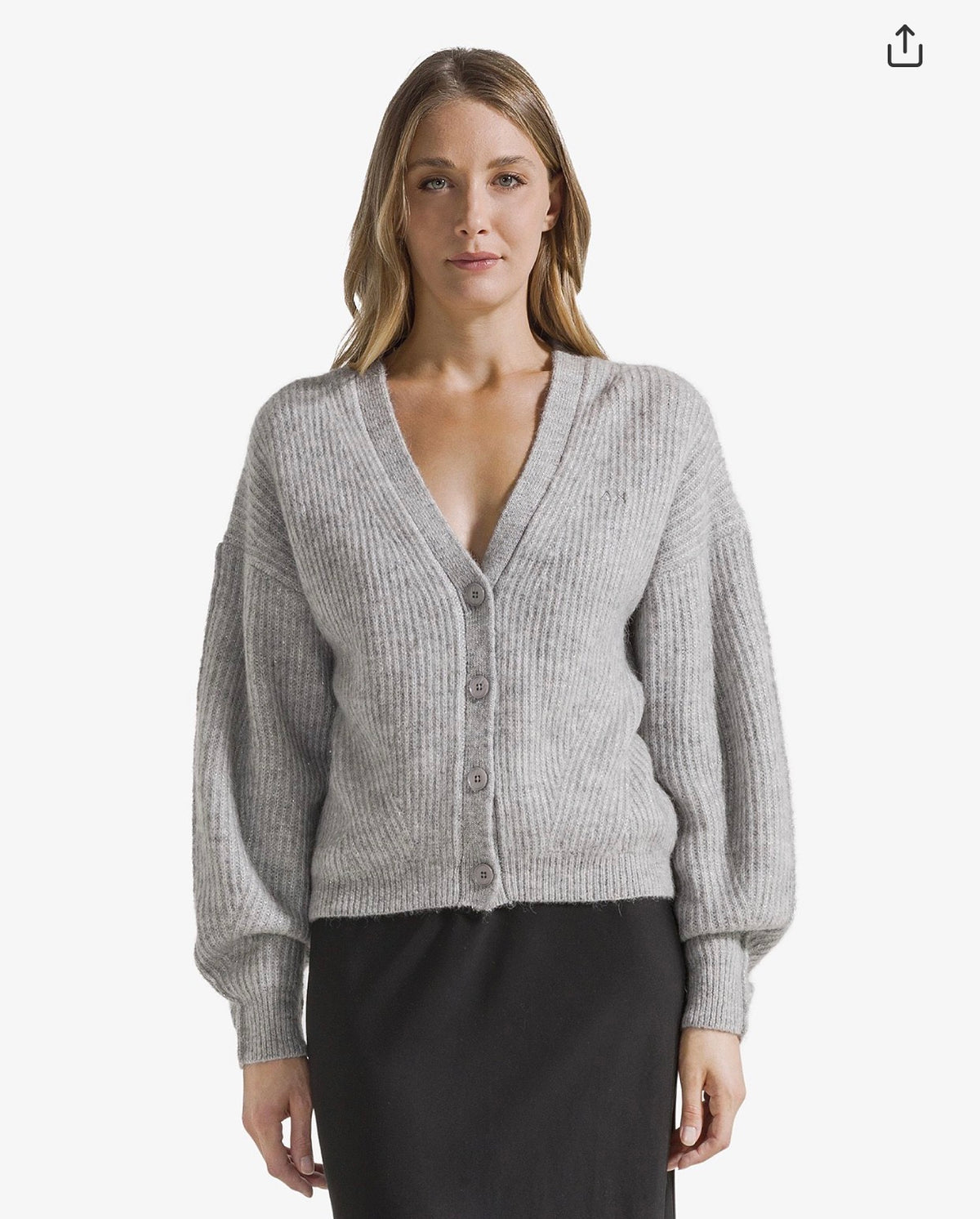 Cardigan in lurex in lana a coste grigio chiaro Sun 68