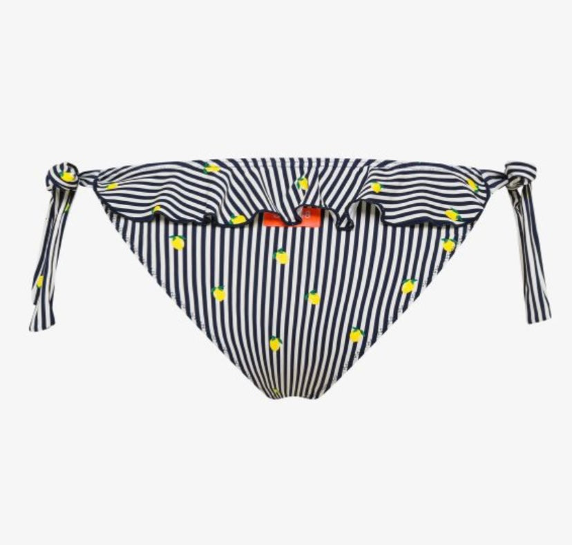Slip mare con stampa e rouches bianco panna/blu navy Sun68