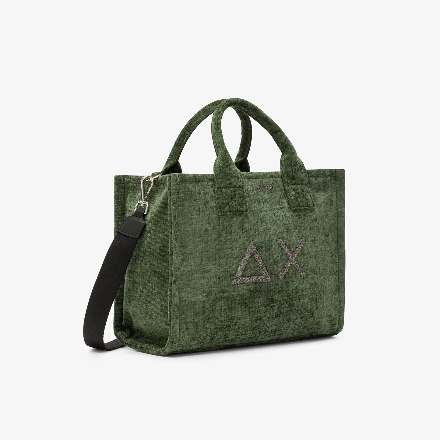 Shopping bag midi Cali in velluto verde prato