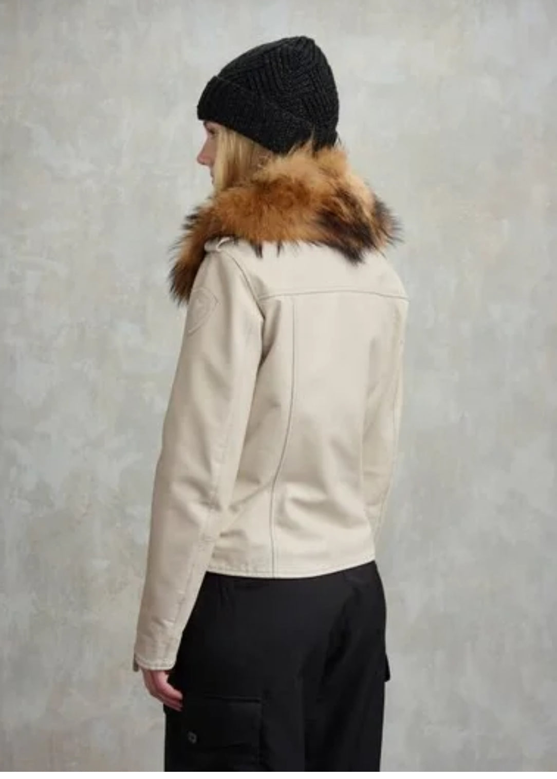 Chiodo in pelle con pelliccia Cherry