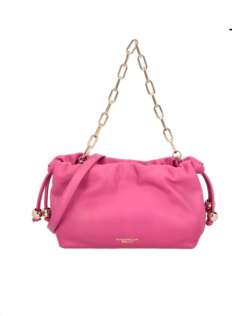 Pochette Harper in pelle con coulisse colore fucsia Tosca Blu