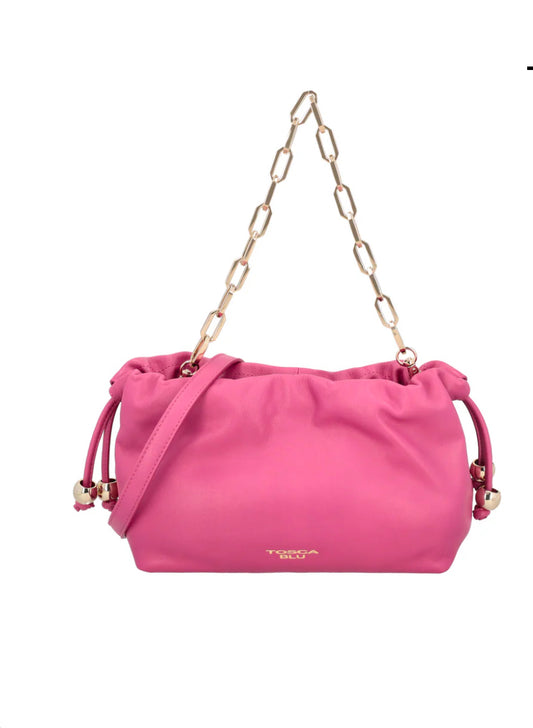 Pochette Harper in pelle con coulisse colore fucsia Tosca Blu