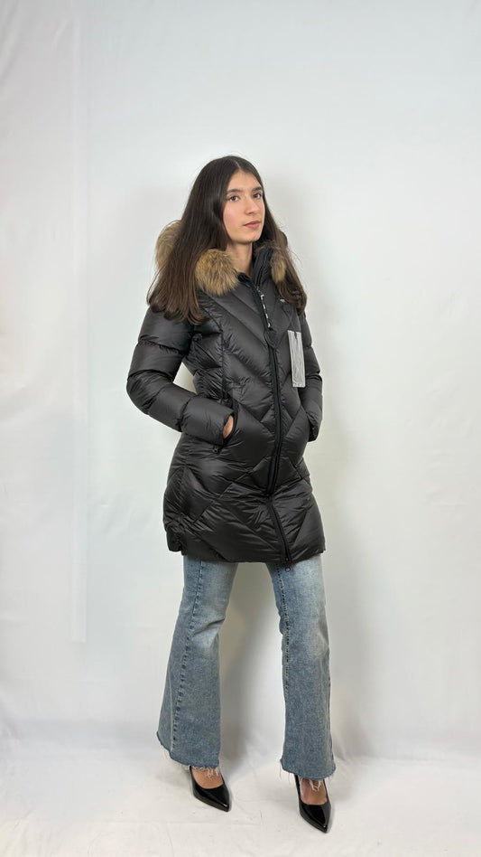 Piumino lungo a linee geometriche Althea