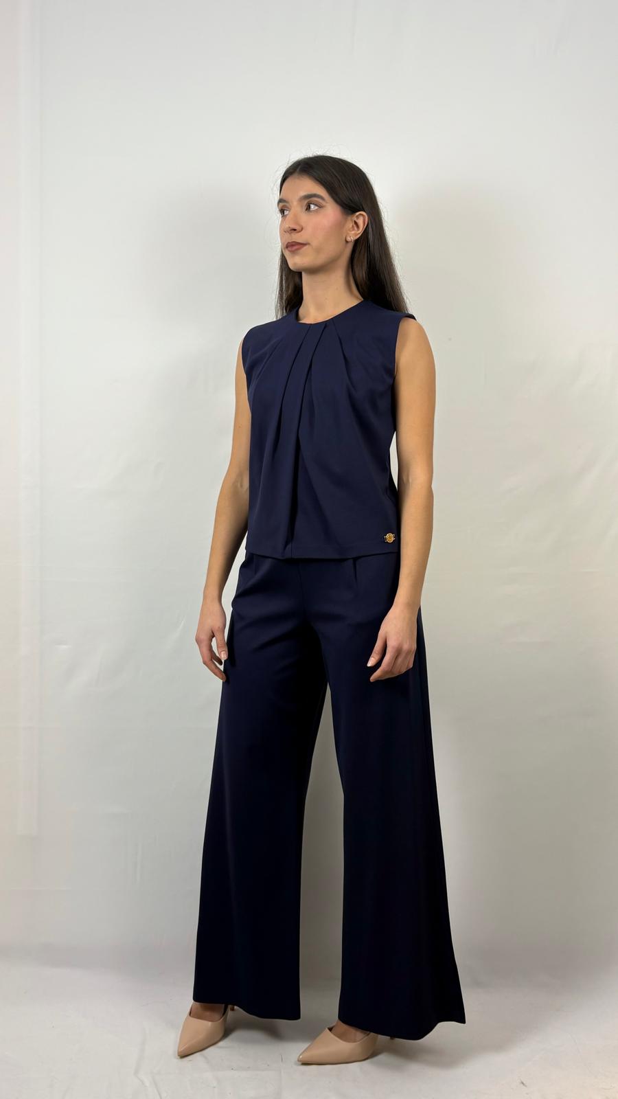 Pantaloni palazzo tessuto elasticizzato Cafè Noir