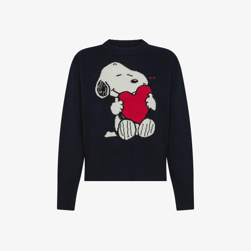 Maglia Peanuts in misto lana jacquard navy Sun68