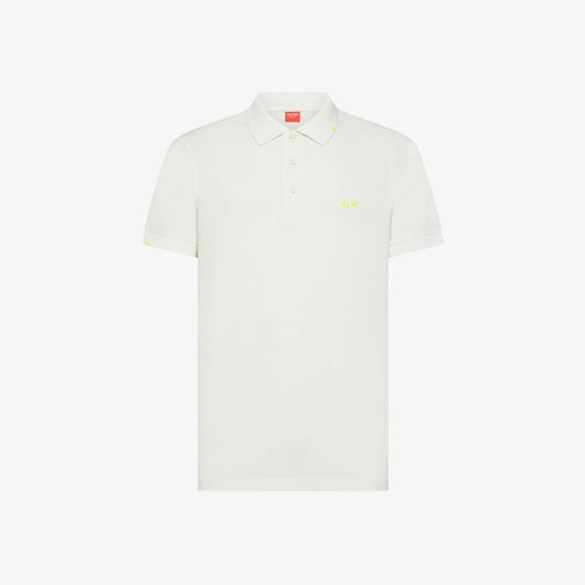 Polo con trattamento vintage in piquet di cotone bianco panna Sun68