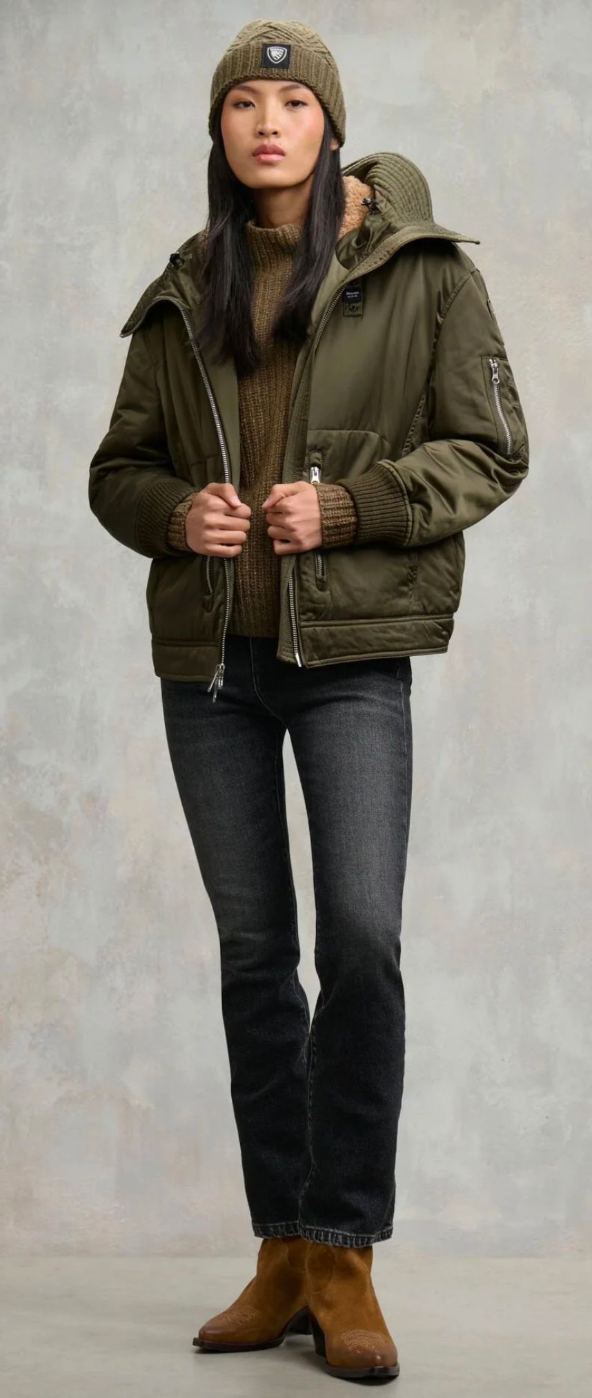 Bomber con pelliccia e cappuccio Nearen Blauer