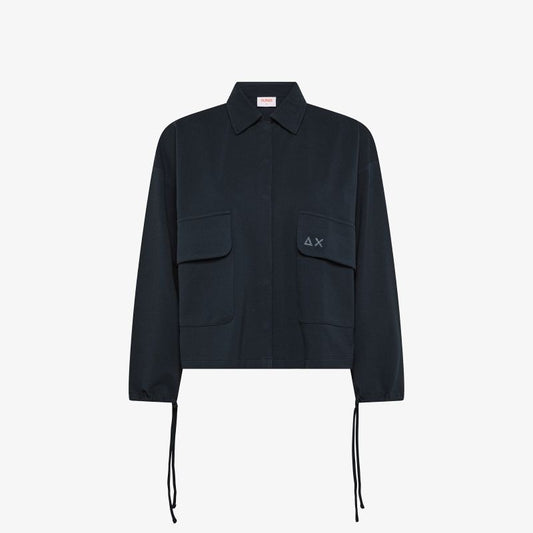 Giacca in piquet di cotone blu navy Sun68