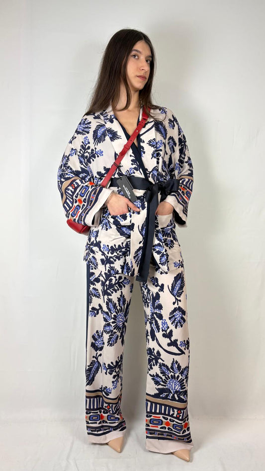 Pantalone fiore multiblu Cafè Noir